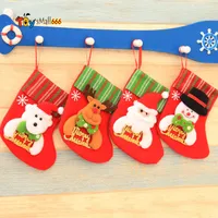 Natal pendurado meias bonitos doces saco de presente boneco de neve Papai Noel Cervos Urso Natal Meia para Christmas Tree Decor Pingente FY7179