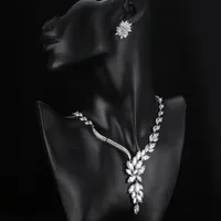 Zakol Wedding Jewing Jewelry Set Bridal Pendant Flower Stud Earring Crystal Choker Collana Dichiarazione Collana Damigella d'onore Christma 362 T2
