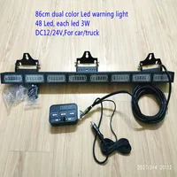 86cm Bright Dual Color LED Car Strobe Light Bar, 144W, DC12 / 24V, Lastbil Varning LightBar, Polis / Ambulans / Brand Nödljus, Vattentät