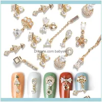Salon des ongles Health BeautyNail Art Décorations EST 2 Pieces Cristal Eau Dangle Charms Charms Bijoux 6 Type Luxe Zircon Strass Drop