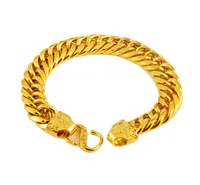 24K Gold Solid Diamond-Cut Figaro Link Chain Bracelet for Men