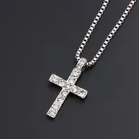2021 Hip Hop Jesus Cross Hanger Ketting Voor Mannen Damesmode Sieraden Bling Rhinestone Crystal Cross Necklace