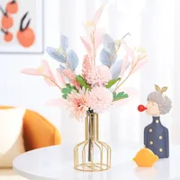 Nordic Ins stili Stili Artificial Flower Flower Bouquet con set di vaso in metallo per soggiorno decorazioni da tavolo decorazione ornamento