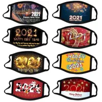 US Stock 2021 Feliz Ano Novo Adulto Comércio Exterior Máscara Protetora 3D Impressão Digital Anti-Haze Máscara de Algodão Suporte Personalizado Atacado