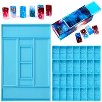 Craft Tools 1 Set Dominoes Storage Box Epoxy Resin Mold Dot Silicone Mold Diy Crafts Domino Game Casting Tool
