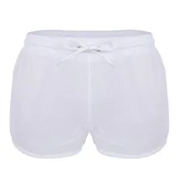 Homens Shorts Homens Sexy Ver através de Sheer Underwear Masculino Cordão Boxer Gay Calcinhas Casuais Solto Underpants Wear