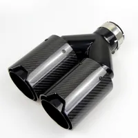 Çift Karbon Fiber + Siyah Paslanmaz Çelik Evrensel M Performans Karbon Fiber Egzoz İpuçları Uç Borular BMW için Susturucu İpuçları