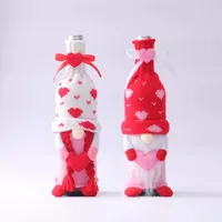 Lager valentin dag vin flaska täcke ansiktslös docka kärlek vin flaska väska uppsättning hemfest juldekorationer w-01290 xu