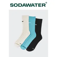 Men's Socks SODAWATER Harajuku Solid Color Casual Embroidery Unisex All-match Sport Men Long 995AI2021