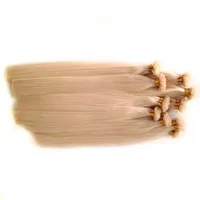 Blonde Keratin Fusion Flat Tip Hair Extensions Human 1 Set 100Strands 100g Pre bonded