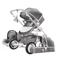 Роскошная детская коляска 3 в 1 Высокий пейзаж Pram Складная пусковая кабинета Автомобильное сиденье Mainstream Color Black Grey от 0 до 3 лет