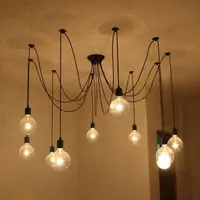 Zwart Vintage Spider Hanglamp Opknoping Kroonluchter Lengte Verstelbare Retro Lamp Hoofd Klassieke Plafondlamp Armatuur Licht 706 K2