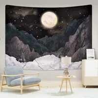 Tapices Livole Mountain Tapestry Moon Stars Night Starry Sky Landscape Wall para habitación