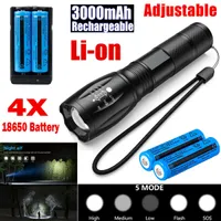 1000000LM Torcia aggiornata regolabile T6 T6 TACTICAL LED Torch Camping ricaricabile Zoomable 18650 batteria + caricabatterie