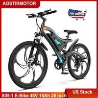 미국 주식 Aostirmotor S05-1 전기 자전거 500W 산 Ebike 48V 15Ah 리튬 배터리 비치 도시 크루저 자전거