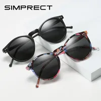 Sunglasses SIMPRECT Polarized Women 2021 Mirror Round Retro Vintage Driver's Sun Glasses UV400 Black Shades For