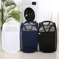 سلال غسيل قابلة للطي سهلة مفتوحة شبكة الغسيل حقيبة الملابس تعيق سلة للكلية النوم