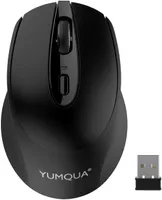 Ratos de computador sem fio yumqua, rato silencioso 2.4g óptica com o receptor Nano USB para desktop de desktop de laptop, se encaixa os usuários destacados esquerdo