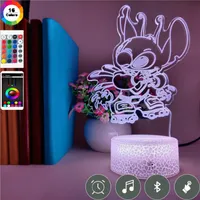 Anime 3D Bureaulamp Stitch Figuur Nachtlampje LED Acryl Nightlight App Control Color Changing Sfeer Decoratie Fans Kids Gift