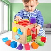 Baby Baustein Spielzeug 0-1-2 Jahre alt 3-Baby Kinder Jungen und Mädchen Intelligenz, Gehirnbewegung, Holzbaugruppe, frühe Kindheit