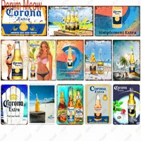 Vintage Beer Metal Signe Sexy Lady Corona Extra Mur Décoration Art Poster Poster Bar Club Casino Décoration Accueil Décor WY63 H1110