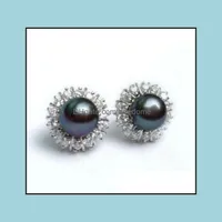 Stud Earrings Jewelry 8-9Mm Akoya Black Freshwater Natural Pearl Earring Aaa Grade Drop Delivery 2021 Enzxl