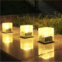Sollampor LED Garden Light Outdoor Powered Brick Ice Cube Vattentät Landskapsbelysning för Patio Yard Lawn Decoration