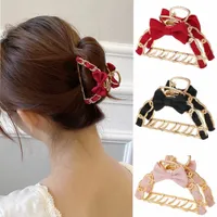 Pink Bow-nodo capelli artigli rosso capelli granchi per ragazze donna elegante tessuto clip per capelli barrette tornante gif accessori