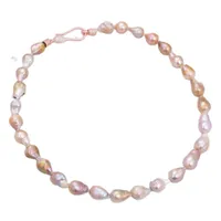 Guaiguai Schmuck Natürliche Perle Lila Rosa Keshi Barock Perle Halskette CZ-Verschluss Handgemacht für Frauen Echte Edelsteine ​​Stein Lady Modeschmuck