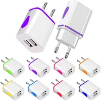 LED-licht 2.1A US EU Home Reizen Wall Charger Adapter voor iPhone 7 8 x 11 HTC Samsung Galaxy S8 S9 S10