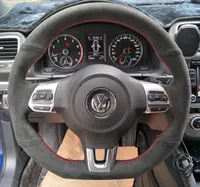För Volkswagen Golf 6 7 / GTI LAMANDO POLO SCIROCCO TAYRON DIY Custom Suede Steering Wheel Cover Car Wheel Cover Tillbehör