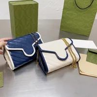 Cowhide Leather Chain Bag Luxurys Designers Ladies Stripes Totes Bag Women Handbag Fashion Handbags Messenger Shoulder Bags Small Square Wallet Cross Body