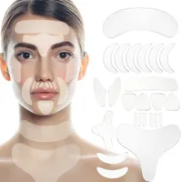 18 pz Toppe rughe per anti invecchiamento in silicone riutilizzabile fronte del viso collo occhio adesivi per gli strumenti di cura della pelle di sollevamento della pelle