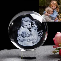 Novelty Items Personalized Glass Po Ball Customized Laser Engraver Globe Home Decor Crystal Picture Sphere Birthday Gift