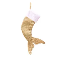 Ornamento de navidad belleza pescado calcetines de la Navidad caramelo de regalo de chocolate bolso brillo perla de la cola invertida calcetines de la belleza calcetines de pescado