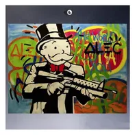 Inramad unframed stor-pistol fantastisk högkvalitativ handmålad heminredning Alec monopol graffiti popkonst väggolja målning på duk multi storlek