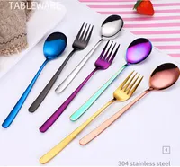 Quality metal colors black Korean 304 Stainless Steel Spoon fork Mixing Spoons Dinnerware Kitchen Accessories