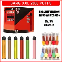 Bang XXL Disposable Vape Pen E Cigarette 2% 6% Strength 800mAh Battery 6ml Cartridge Pods 2000 Puffs XXtra Electronic ecigarette Vapes Vaporizor
