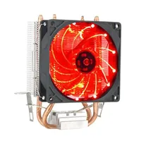 Almofadas de refrigeração de laptop Silent CPU Cooler Dual-Copper Tubulação de calor LED Luz Luz Fan de dissipação de calor para Intel e AMD LGA775 / 1155/1156/1150