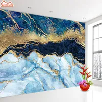 Обои Абстрактный синий мраморная стена бумаги 3d блестящие золотые обои самоклеющиеся для гостиной домашнее улучшение