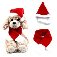 Kedi Kostümleri Sevimli Kış Pet Köpek Giysileri Sıcak Yavru Santa Kırmızı Eşarp Şapka Kafası Komik Noel Kostüm Ev Dekor