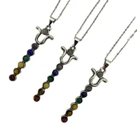 Hanger Kettingen 7 Chakra Healing Stone Necklace voor Unisex Reiki met Chain Women and Men 18 "