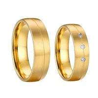 Trouwringen Designer Yellow Golden Rvs Sieraden Paar Ring voor Mannen en Dames Allianties Anel Anillos Bague