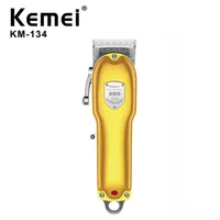 Kemei-Rechargeable Barbershop Shaver Men Hair Clipper Adjustable Blade Cutting Machine KM-134 with box a59