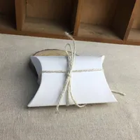 Envoltura de regalo 50 unids Promoción Forma de almohada Kraft Joyería Caja de caramelo Craft Paper Favor de boda Pie Party Bolsos ecológicos