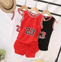 Summer Toddler Boys Girls Baby Kids Clothes Clothing Sets Polyester Tops Children T-shirts Shorts 2PC Sports Vest Basketball Cloth262h