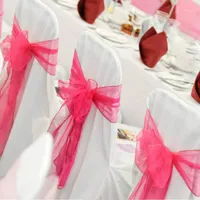 Silla Cubiertas de 5 piezas Color de caramelo Satén Gauze Gauze Asiento Atrás Bebé Cinta Cinta Fiesta de Boda Decoración de banquete
