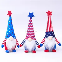 Patriotisk Gnome American Independence Day Dwarf Dock 4th of July Gift Stjärnor och Stripes Handgjorda Skandinaviska Ornaments Kids Doll