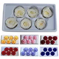 Decorative Flowers & Wreaths 6Pcs Eternal Flower 5-6cm Preserved Rose Box Immortal High Quality Wedding Home Party Decoration