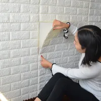 70 * 77 Pegatinas de pared de ladrillo 3D DIY Auto adhensivo Decoración Espuma Impermeable Fondo de pantalla de pared para TV Fondo Niños Sala de estar 148 V2